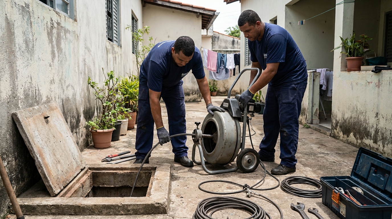Desentupimento de Coluna Sanitária em Governador Valadares‑MG